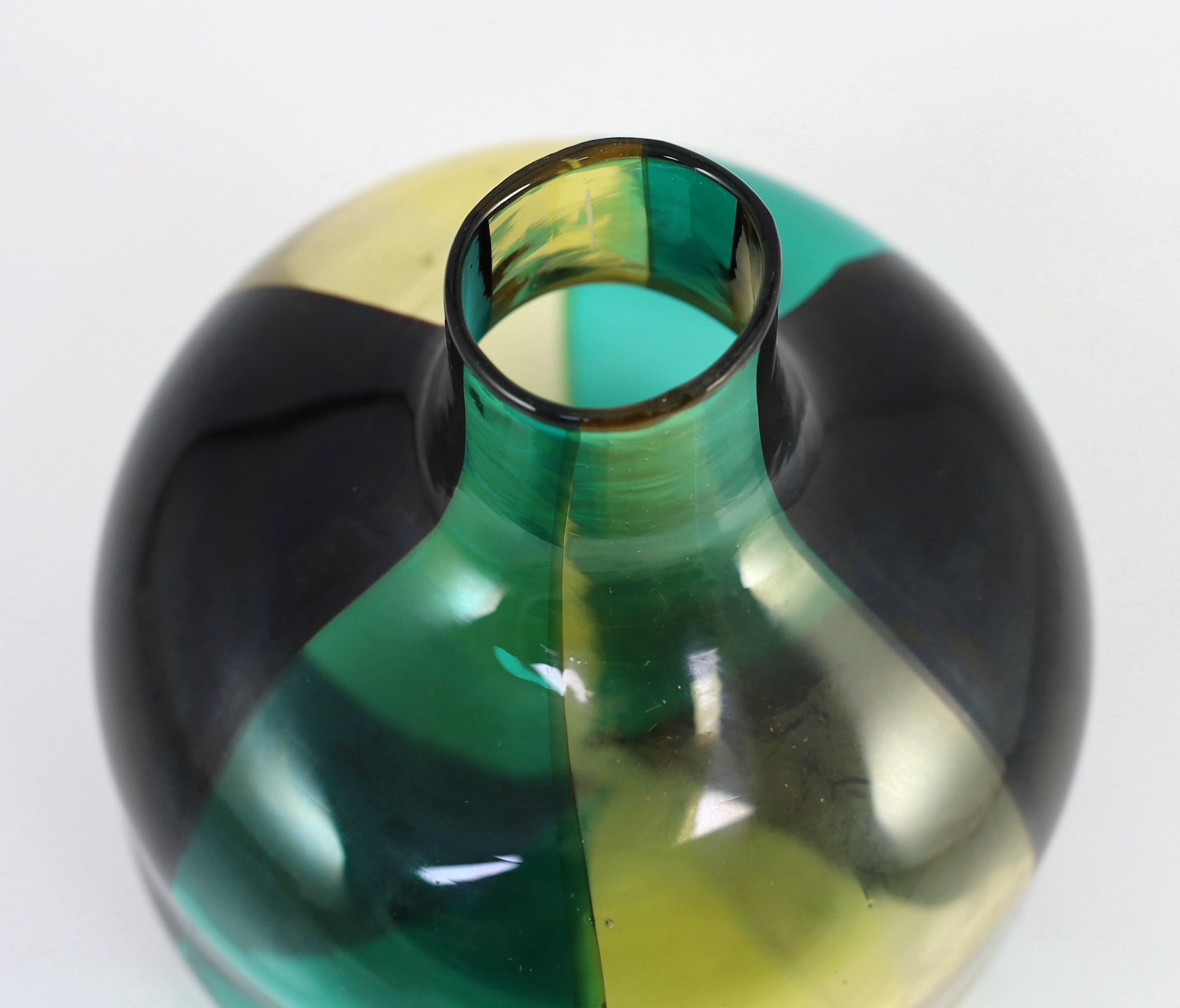 A Venini Murano ‘Spicchi’ glass vase, designed by Fulvio Bianconi, c.1955, model 4890, 17.5cm high